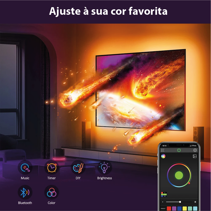 Fita de LED Colors RGB 1M-15M TV LED 22"- 85" USB MUSIC